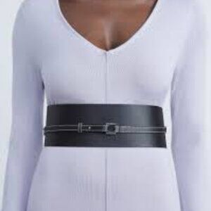 LAFAYETTE 148 NEW YORK VACHETTA LEATHER WRAP OBI BELT BLACK NWOT MED